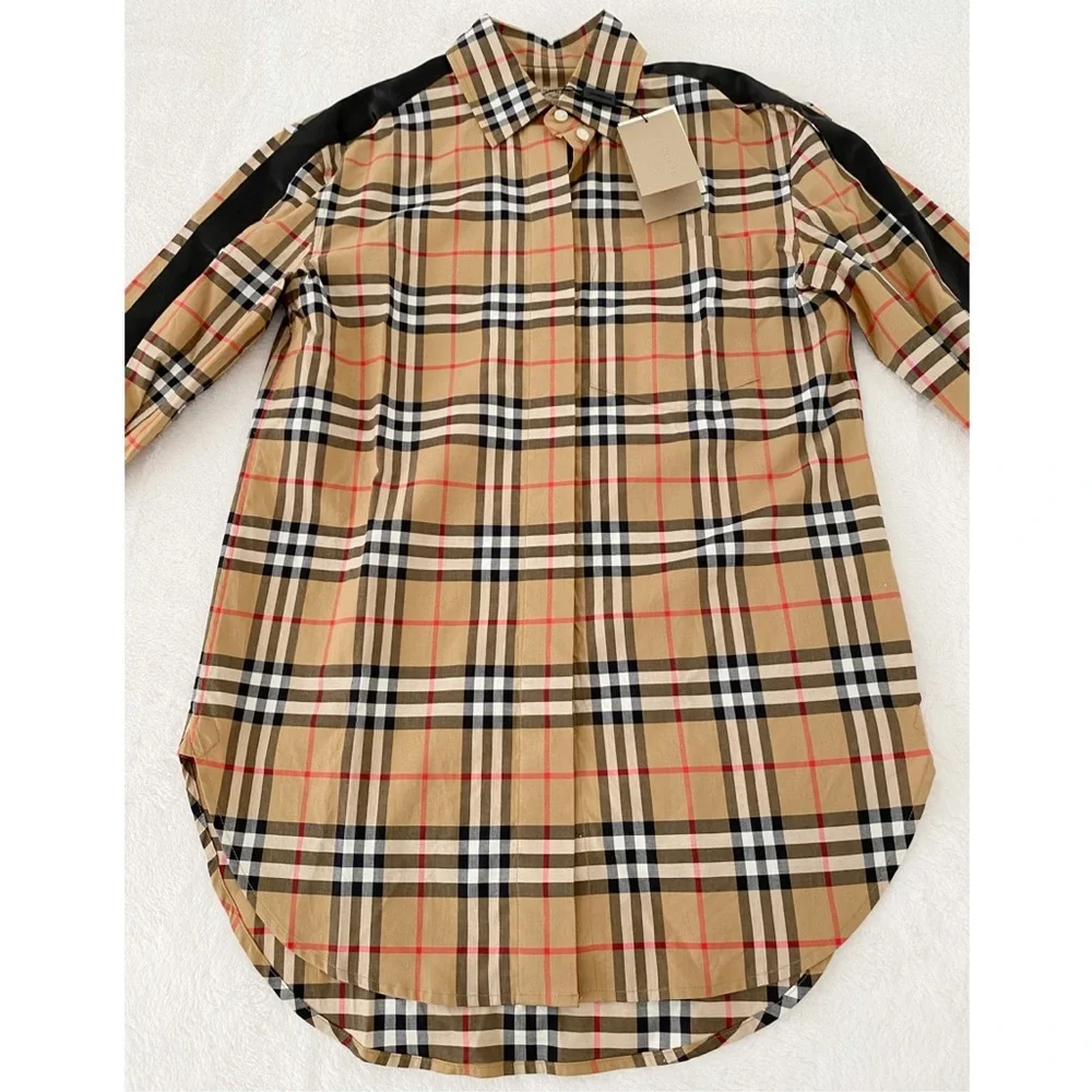NWT Burberry Satin Stripe Vintage Check Shirt - Picture 5 of 16